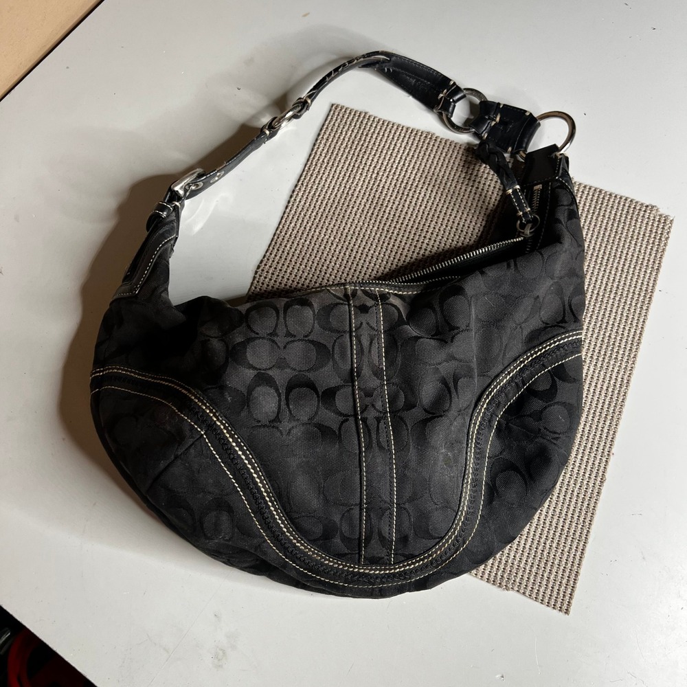 Coach Ergo Signature Jacquard Hobo Bag Black Monogram K0668-10601